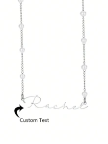 1 Stück personalisierte Halskette mit Kunstperle für Frauen, Namenskette aus rostfreiem Stahl mit Kunstperlenkette, Modeschmuck Accessoire, Geschenk für sie, Stilvolle, Herbstmode, Lässig, Süße, Personalisiert, Einzigartig, Ideale Geschenke für Freundin, Mutter, Familie, Freunde, Tochter, Großeltern zu Jahrestagen, Valentinstag, Muttertag, Geburtstag, Abschluss, Hochzeit, für den täglichen Gebrauch - Verschiedenfarbig - Übersicht 12