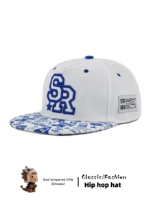 1 件男女通用平檐棒球帽，个性化刺绣字母夏季太阳帽，嘻哈风格