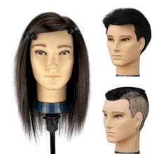 Mannequin Head Male With 100% Human Hair, Male Haircut Practicing Head With Thick Hair, Hairdresser Manikin Doll Head For Training Hair Styling - Multicolor - View 6