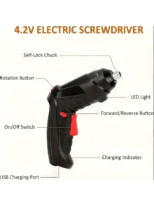 1 قطعة [طقم مثقاب لاسلكي صغير] بطارية ليثيوم قابلة للشحن عبر USB، مثقاب صغير محمول لاسلكي، مفك كهربائي لاسلكي، طقم أدوات كهربائية للإصلاحات المنزلية