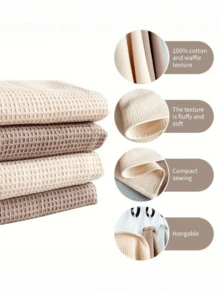 2 piezas de paños de cocina cuadrados de algodón con textura de gofre modernos, secan rápido y son absorbentes. Características clave: Engrosados y duraderos, muy absorbentes, secan rápido y fáciles de airear, con lazos para colgar. Color: Beige/Marrón. Escenarios aplicables: Adecuado para hogares, restaurantes