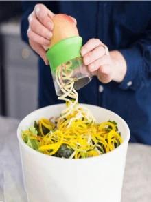 1 قطعة مقطّع خضروات يدوي، آلة تقطيع الخضروات إلى شرائح حلزونية، صانع معكرونة الكوسا، صانع شعيرية المعكرونة، أدوات مطبخ