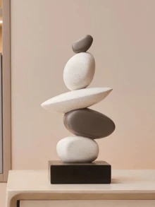 1pc Stacked Stone Sculpture - Abstract Balanced Rock Art Resin Sculpture, 5.5in, Fashionable And Elegant Design, Decorative Desktop Statue Suitable For Home And Office Gifts, Birthday, Graduation (Please Check Size Details Before Purchase As The Product Size Is Relatively Small)