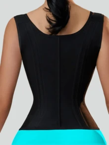 1pc Women's 15-Bone Waist Trainer, Slimming, Waist Cincher, Women's Shapewear, For Daily Wear - Black - View 3