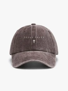 1pc "JESUS SAVES" Printed Washed Baseball Cap, Adjustable Strap, Suitable For Family Party, Christmas, Halloween, Father's Day, Fishing, Gym, Sports, Travel, NYC, Casual Headwear Gift For Students, Teachers, Dads, Black, Brown, Green, Trucker Style - A - View 10
