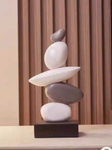 1pc Stacked Stone Sculpture - Abstract Balanced Rock Art Resin Sculpture, 5.5in, Fashionable And Elegant Design, Decorative Desktop Statue Suitable For Home And Office Gifts, Birthday, Graduation (Please Check Size Details Before Purchase As The Product Size Is Relatively Small)