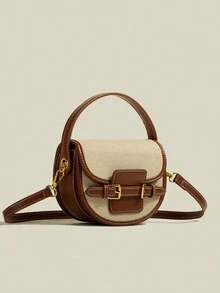 Bolso de mano, tipo de bolso preferido, bolso de textura avanzada, bolso de silla de montar, bolso de moda de minoría con costura retro, nuevo bolso casual tipo Joker de 2025 para cruzar el Body