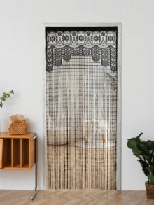 1pc Multi-Color Lace Woven Curtain, Party/Valentine's Day Flower Curtain, Tassel String Curtain