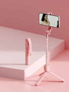 Palo de selfie portátil, palo de selfie telescópico para teléfono con luz de relleno incorporada, trípode para teléfono inteligente giratorio 360° con control remoto inalámbrico, compatible con iPhone y Android para vacaciones de verano, viajes, iluminación, actividades al aire libre, transmisión en vivo y equipo de vlogging