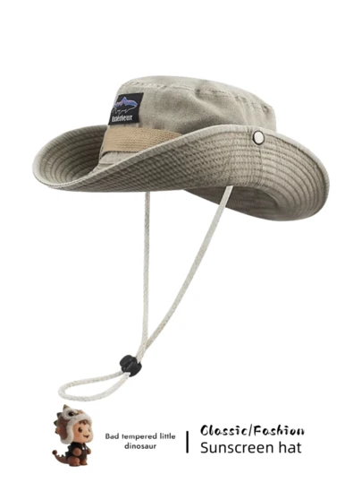 1pc Men's Sun Block Bucket Hat, Outdoor Hiking Climbing Fishing UV Protection Cowboy Hat, Unisex Sun Hat