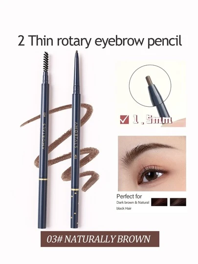 Amortals 2 件双头眉笔化妆工具，1.5 毫米超细防水防汗，内置眉刷，持久自然眉形轮廓，适合初学者、化妆师、礼物、约会、婚礼、圣诞节、冬季、万圣节、感恩节、毕业典礼、生日、节日、Y2K、时尚女性、化妆品品牌、美容、派对、海滩、旅行、露营、学校、庆祝活动、装饰品、礼物、玫瑰女孩角色扮演，#03 自然棕色