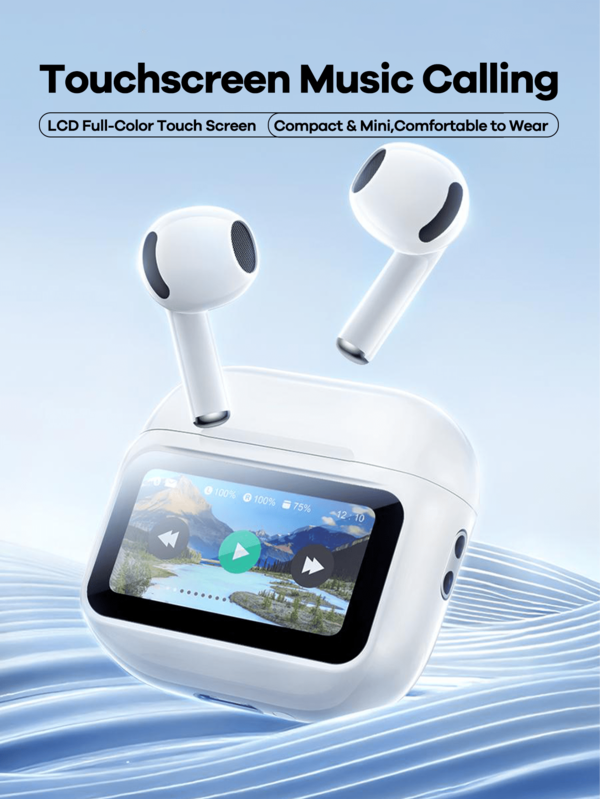 REMAX Newest Upgraded Remax Wireless Bluetooth Earbuds With Display Screen, 20H Playtime, Wireless Stereo Earphones, Touch Control, Earphone Mini, Comfortable Sweatproof Sport Earphones, Earphone Design, White