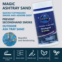 Areia para Cinzeiro Outdoor, Areia Mágica para Cinzeiro, Cinzeiros Sem Fumaça para Cigarros Internos, Extingue Rapidamente a Fumaça e Adsorve a Fuligem, Previne o Fumo Passivo, Eliminador de Odores, Aromatizante de Ar