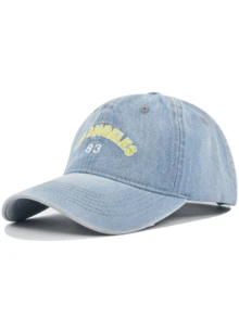 1 pezzo Cappellino da baseball in denim vintage lavato - Grafica ricamata "LOS ANGELES 83", stile vintage consumato, cinturino regolabile per una vestibilità perfetta, cappello casual adatto a tutte le stagioni per uomo e donna, ideale per look da strada, avventure all'aperto, festival musicali e spostamenti quotidiani