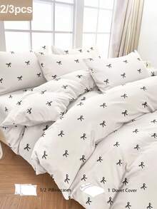 Brushed Microfiber White Boho Pattern Printed Bedding Duvet Cover Set, Includes Duvet Cover + Pillowcase, Dorm Bedding Back To School Bedding