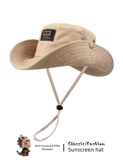 1pc Unisex Sun-Shading Bucket Hat, Hiking Camping Outdoor Fishing UV-Proof Western Cowboy Hat