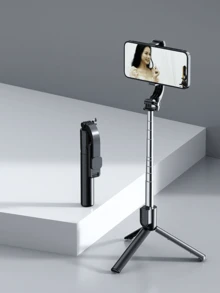 Palo de selfie portátil, palo de selfie telescópico para teléfono con luz de relleno incorporada, trípode para teléfono inteligente giratorio 360° con control remoto inalámbrico, compatible con iPhone y Android para vacaciones de verano, viajes, iluminación, actividades al aire libre, transmisión en vivo y equipo de vlogging