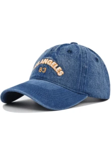 1 pezzo Cappellino da baseball in denim vintage lavato - Grafica ricamata "LOS ANGELES 83", stile vintage consumato, cinturino regolabile per una vestibilità perfetta, cappello casual adatto a tutte le stagioni per uomo e donna, ideale per look da strada, avventure all'aperto, festival musicali e spostamenti quotidiani