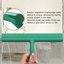 1pc Silicone Squeegee With Hook , Handheld Shower Squeegee, Glass Wiper, Shower Door Squeegee For Window Cleaning Tool, Shower Water Removal Scraper For Shower Door, Window, Bathroom, Mirrors And Car Glass, Multi-Functional Wiper, Cleaning Supplies - Dark Green - View 6