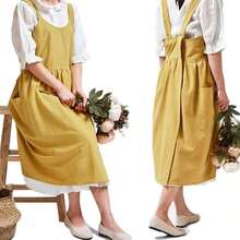 Japanese Flower Shop Apron Cross Back Work Apron For Women With Pockets Pinafore Dress X Cross Halter Apron For Chef Gardening - Multicolor - View 4