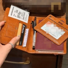 1 件多功能护照夹和卡夹，PU 皮革护照套，适合旅行、学校、度假、商务旅行、男女通用，多功能护照夹卡夹身份证登机牌、储物袋票夹钱包一体式女士 - 彩色 - 查看 3