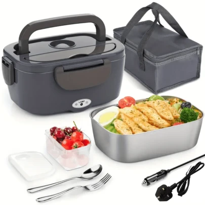 Herrfilk Portable Car & Home Electric Heated Lunch Box - Leak-Proof Microwave Heating Bento Box, With Detachable Stainless Steel Inner Pot, 1.5L Capacity, Designed For Truck Drivers