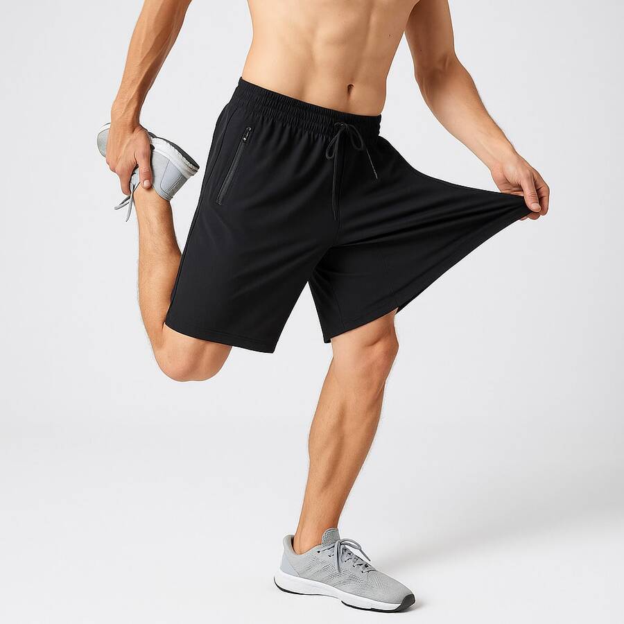 Men's Quick-Drying Ice Silk Gym Shorts - Black - View 1