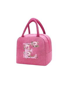Borsa termica per il pranzo rosa, borsa frigo per bambini/adulti, borsa a tracolla, lunch box, ghiaccio, borsa termica per picnic, lunch box con motivo floreale alfabeto A-Z, borsa organizer per il pranzo in tela leggera e portatile, adatta per il ritorno a scuola, aula, università, ufficio, campeggio e picnic, forniture scolastiche, organizzazione cucina, accessori cucina, borsa per il pranzo, lunch box da donna, borsa da viaggio per il pranzo impermeabile - Multicolore - Visualizzare 23