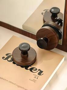 Nussbaum-Maserung Saugnapf Drehhaken, drehbare Wandhalterung Aufbewahrungsregal für die Küche, bohrerfreier Organizer Aufhänger