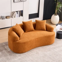 65" Curved Small Loveseat Sofa,Cozy Chenille Upholstered Couch With 3 Pillows,Modern Deep Seat Cloud Couch Memory Foam Compression Sofa,For Living Room Apartment Office,No Assembly Needed - trái cam - Xem 8