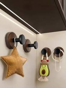 Nussbaum-Maserung Saugnapf Drehhaken, drehbare Wandhalterung Aufbewahrungsregal für die Küche, bohrerfreier Organizer Aufhänger