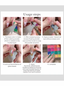 SAUA 16-Color Glitter Eyeshadow Palette For Nail Art - Matte And Glitter Effects, Coral Rainbow Tones With DIY Gradient Effect. Rich Color Saturation For Enchanting Eyebrows. Suitable For Creative Nail Designs / Nail Art Powder Palettes. - 彩色 - 查看 7