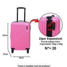 10kg Carry-On Suitcase With 360° Wheels For Airplanes Anac Expandable - Hot Pink - View 3