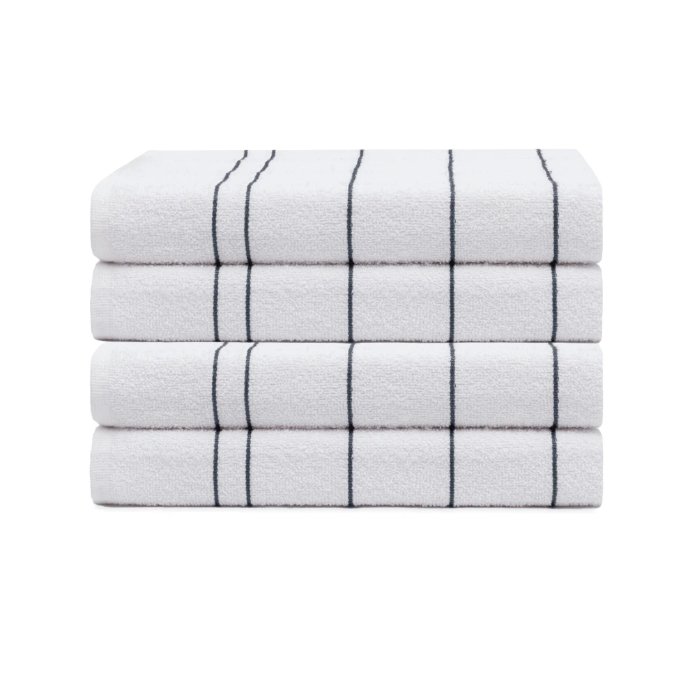 Kit Of 4 Large Geometric Terry Cloth Dishcloths, 100% Cotton, 2 Gray And 2 White - 4 White - View 1