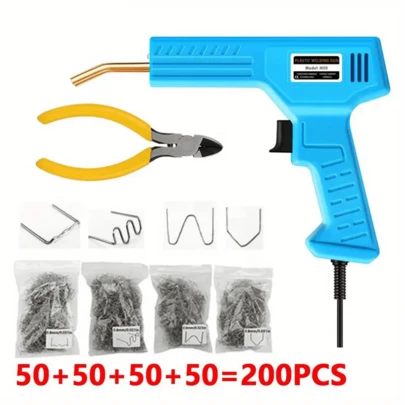 Plastic Welding Gun Kit - 200pcs/1000pcs Welding Nails, Easy Repair For Car Bumpers & Various Plastic Products, EU Plug, 220V, No Battery Needed, Power Supply Welding Tool|Ergonomic Handle Design|Durable Plastic Construction, Plastic Repair Kit