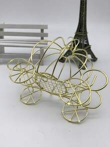 Pumpkin Carriage Candy Box, Wedding Carriage Gold Wrought Iron Hollow Candy Box, Wedding Decoration Tray, Birthday Party Wedding Decoration, Wedding Supplies, Wedding Decoration, Wedding Rack - Gold - View 6