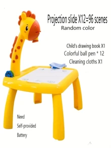 Mesa de desenho multifuncional Little Giraffe com projetor, som e luz, ideal para crianças de 3 a 6 anos. Brinquedo educativo e interativo para pais e filhos, perfeito para meninos e meninas. Ótimo presente para o Natal!