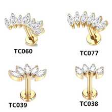 SWANJO 1pc Titanium 7 Marquise CZ Earring Helix Piercing Internally Threaded Ear Stud Tragus Daith Piercing Body Jewelry - TC060 - View 3