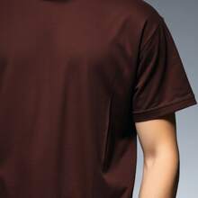 Comfortable Minimalist Printed T-Shirt - Óxido marrón - Ver 5