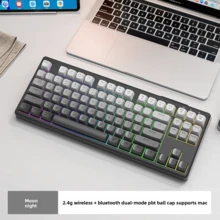 Wireless Keyboard, 87keys Dual Mode Bluetooth Keyboard With Rainbow-Light RGB,PBT Ballcaps Design Gaming Keyboard - Multicolor - View 10