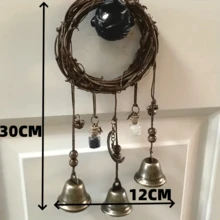 1 pieza, Campana de ratán retro hecha a mano, campana colgante de enredadera bohemia para pared, campana de viento de enredadera, decoración de asa, campana de cuerda, campana de oración colgante, campana de enredadera para puerta, campana colgante de enredadera natural, campana de viento calmante