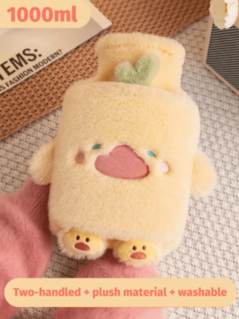 ﻿ 1 包 1000 毫升优质人造毛皮热水袋，可舒缓疼痛并带来舒适感 - 非常适合颈部、背部、肩部、腿部和痛经的热水袋，适用于颈部、背部、肩部、腿部和痛经的万圣节、圣诞节、感恩节礼物（由于批次不同，线条和颜色可能会有所不同。对于造成的不便，我们深表歉意）﻿