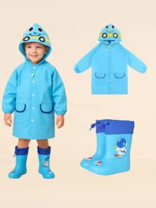 Cartoon Rain Poncho For Kids - Waterproof Infant Raincoat, 90-130cm Length,5-7Ages