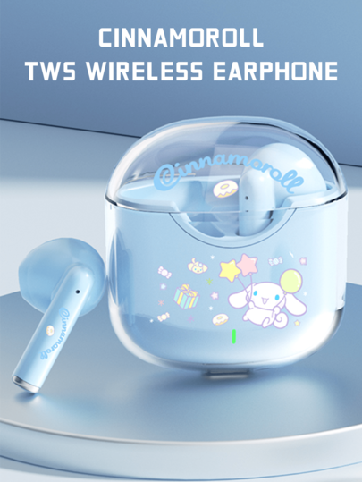 Sanrio Cinnamoroll TWS Wireless Earphone – Bluetooth 5.4 Enabled, 60-Hour Playback, Powerful Bass, Semi-In-Ear Comfort, Quick Charging Function, And Attractive Cinnamoroll-Themed Design – Suitable For Music Streaming, Calls, And Gaming