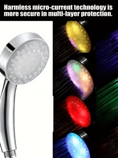 1 Peça Chuveiro com Luz LED Sem Bateria - Cabeça de Chuveiro com Luz Circulante Colorida Autoalterante Injetada com Ar para Deixar seu Banheiro Colorido.