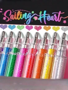 48色闪光凝胶笔，彩色中性笔，高品质文具，适用于日记、DIY相册、绘画，荧光笔，闪光笔，流沙变色笔，儿童文具