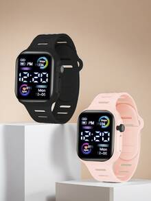 2 Stück/1 Stück Farbbildschirm Elektronische Uhr Koreanische Mode Coole Laterne für Jungen und Mädchen Paare Wald Elektronische Uhr, die beste Wahl für Halloween, Weihnachten, Valentinstag, Muttertag, Urlaubsgeschenke