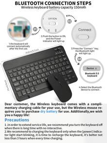 2026圣诞/新年礼物蓝牙键盘鼠标套装，便携式无线键盘（150mAh）和鼠标套装，兼容三星平板电脑、苹果iPad（iOS 13+）、安卓智能手机和Windows系统 - 彩色 - 查看 8