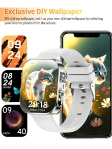 ERUN Reloj inteligente con correa de acero y silicona, actualizado para 2025, para caballeros y damas, con llamadas Bluetooth, carátula personalizable y temporizador, compatible con Android e iOS, regalo festivo con correa de metal - Multicolor - Ver 4