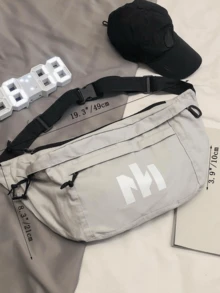 Bolso de mensajero casual con estampado de letras de gran capacidad para hombres, versátil para la escuela y el transporte